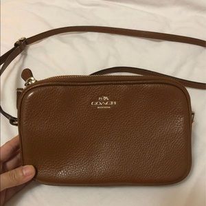 Coach double zip crossbody brown